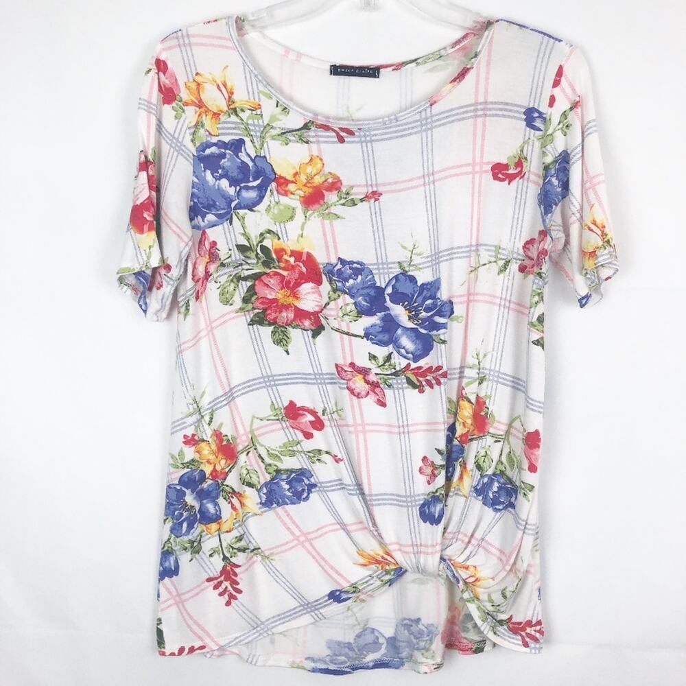 Sweet Claire Plunge Twist Floral Short Sleeve Top